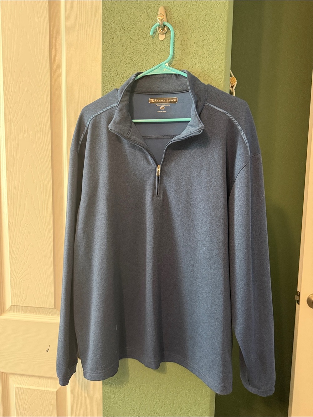 Pebble Beach performance  Dark Blue Quarter-Zip Sweater